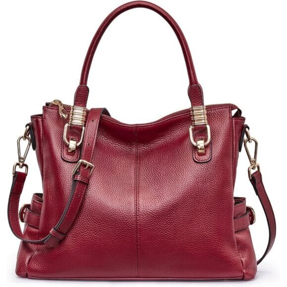⚡Women Wine Red Genuine Leather Purses and Handbags Satchel Tote Shoulder Bag - Picture 2 of 6